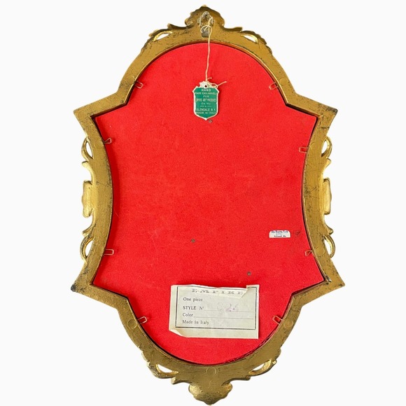 Vintage Italian Wall Plaques Romantic Couple Red Velvet Gold Frame Empire Art - Picture 6 of 12